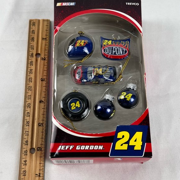 Nascar #24 Jeff Gordon Helmet Hood Tire Mini Christmas Ornament 6 Pc Set 2007 - Picture 9 of 10